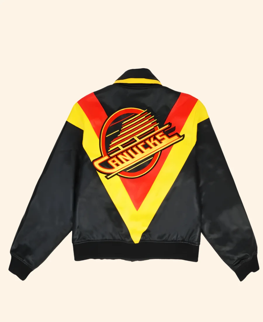 Vancouver Canucks Kevin Lankinen Leather Jacket Back Image
