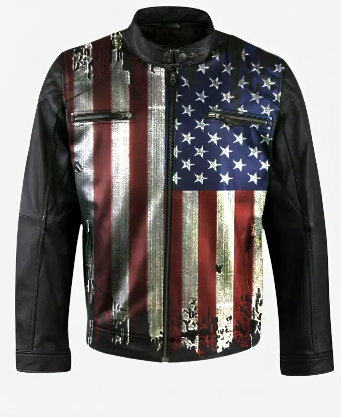 Vintage USA Flag Motorcycle Jacket