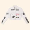 WWE Charlotte Flair Cropped Racing Jacket Cream Front Image