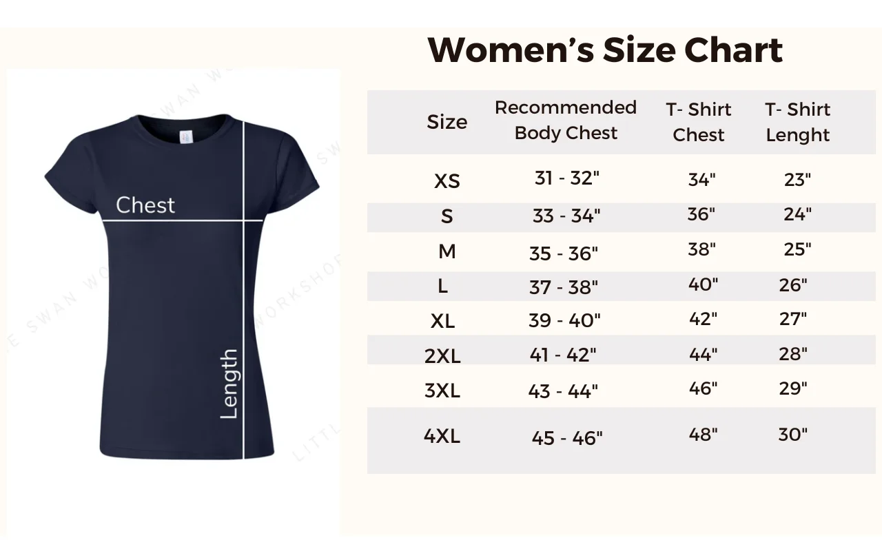 Womens T shirt size Chart