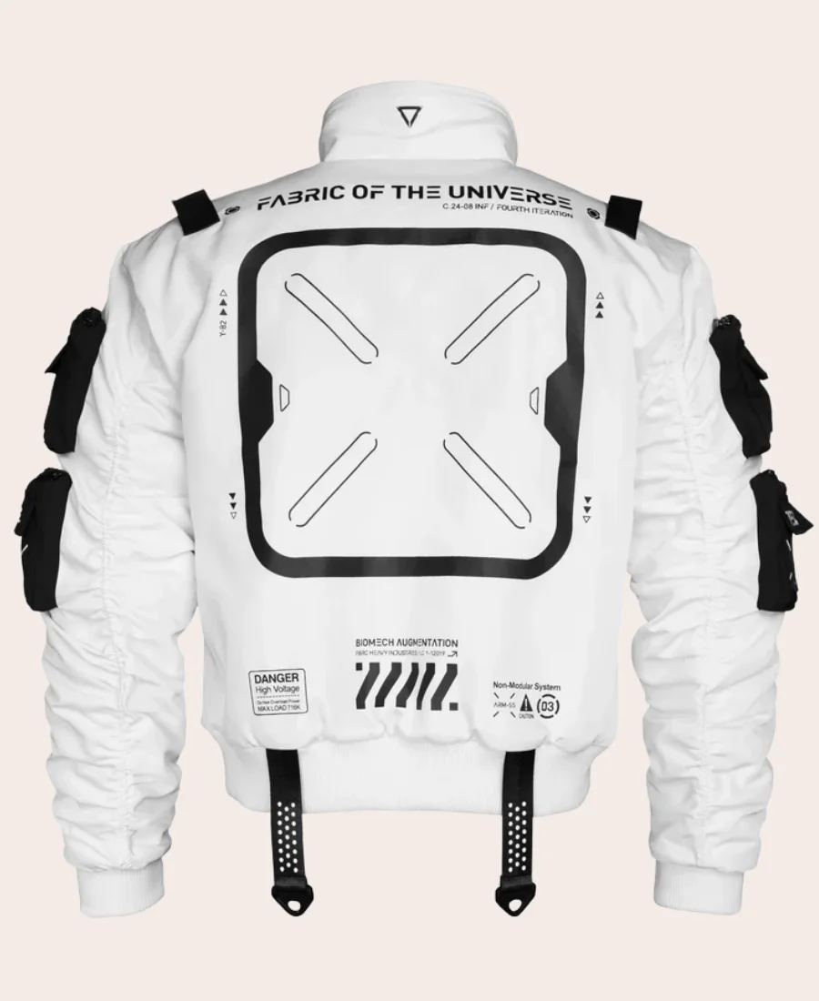 XB-04 White Short Bomber Jacket Back Image