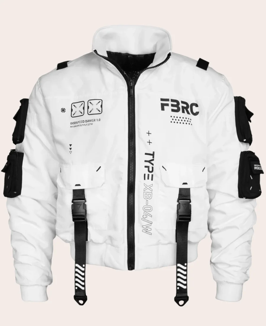 XB-04 White Short Bomber Jacket Front Image