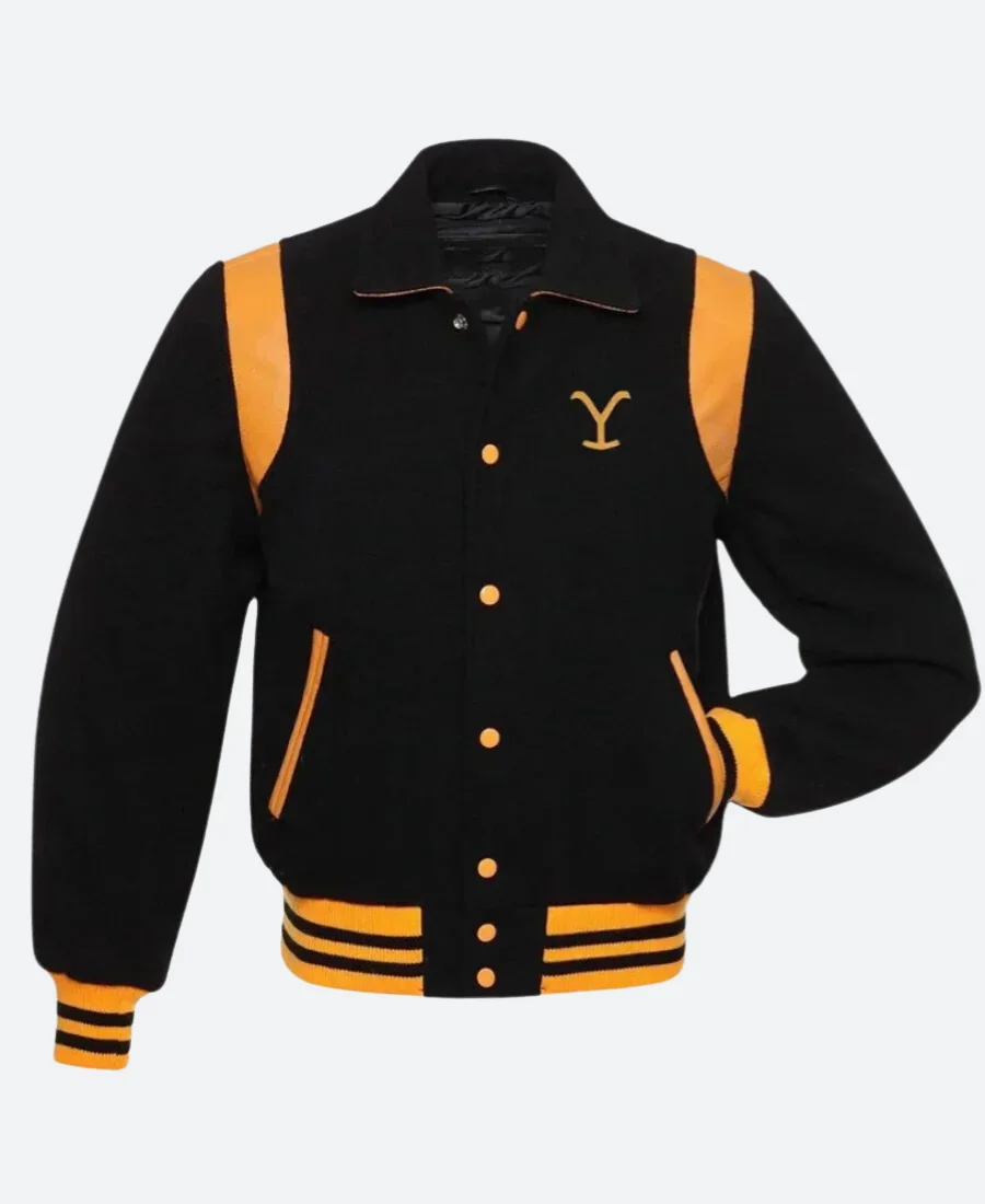 Yellowstone Dutton Ranch Yellow & Black Varsity Jacket