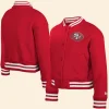 Youth New Era San Francisco 49ers Chenille Applique Jacket Front And Back Image